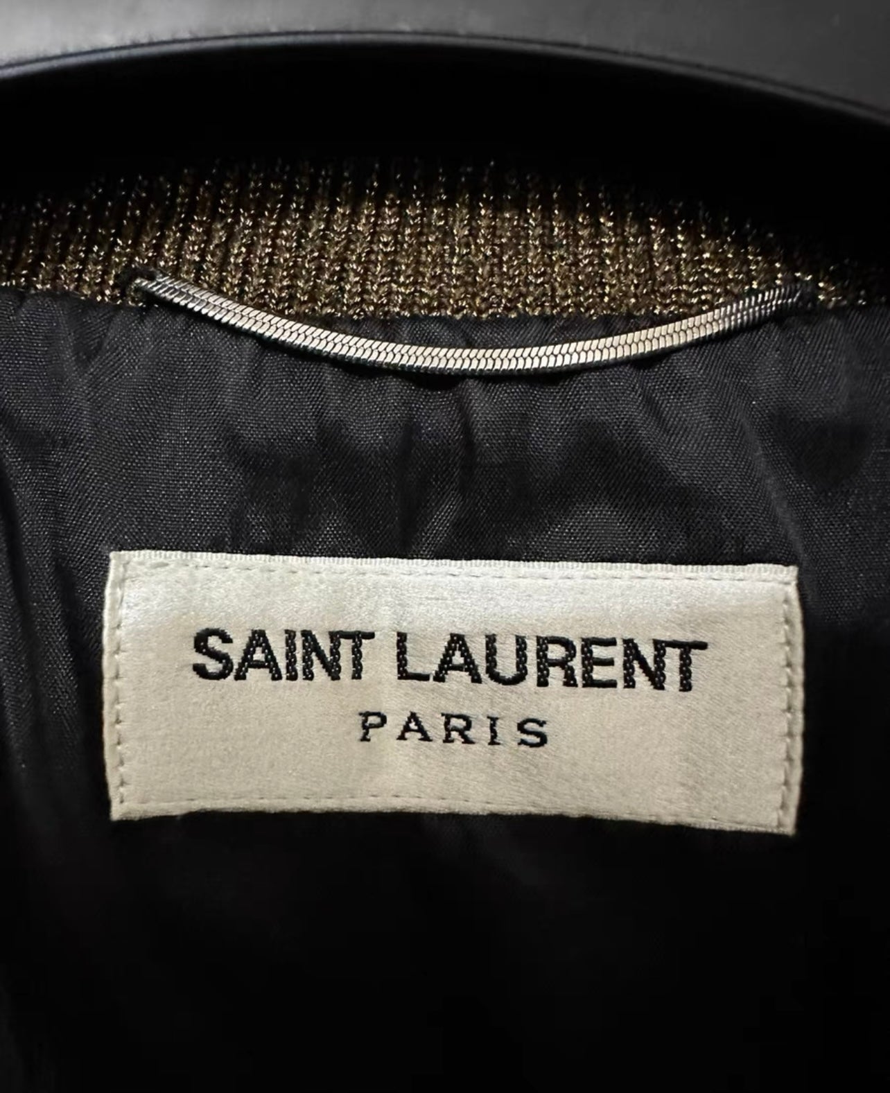 Saint Laurent Paris SS16  Runway Sequin Palm Jacket necktag