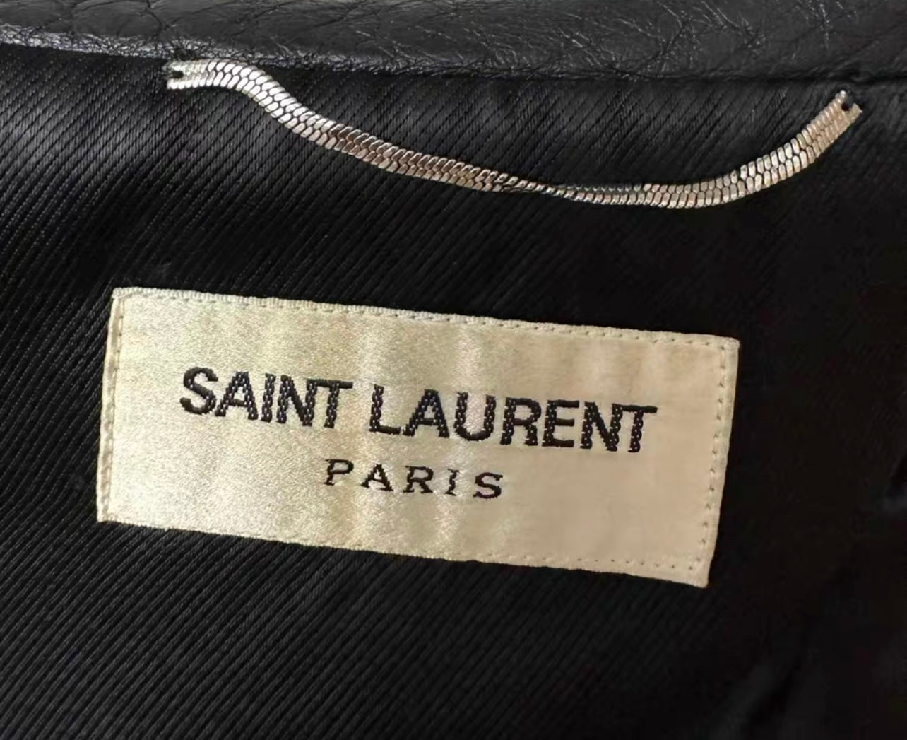 Saint Laurent L17 Bloody Luster Leather Jacket necktag