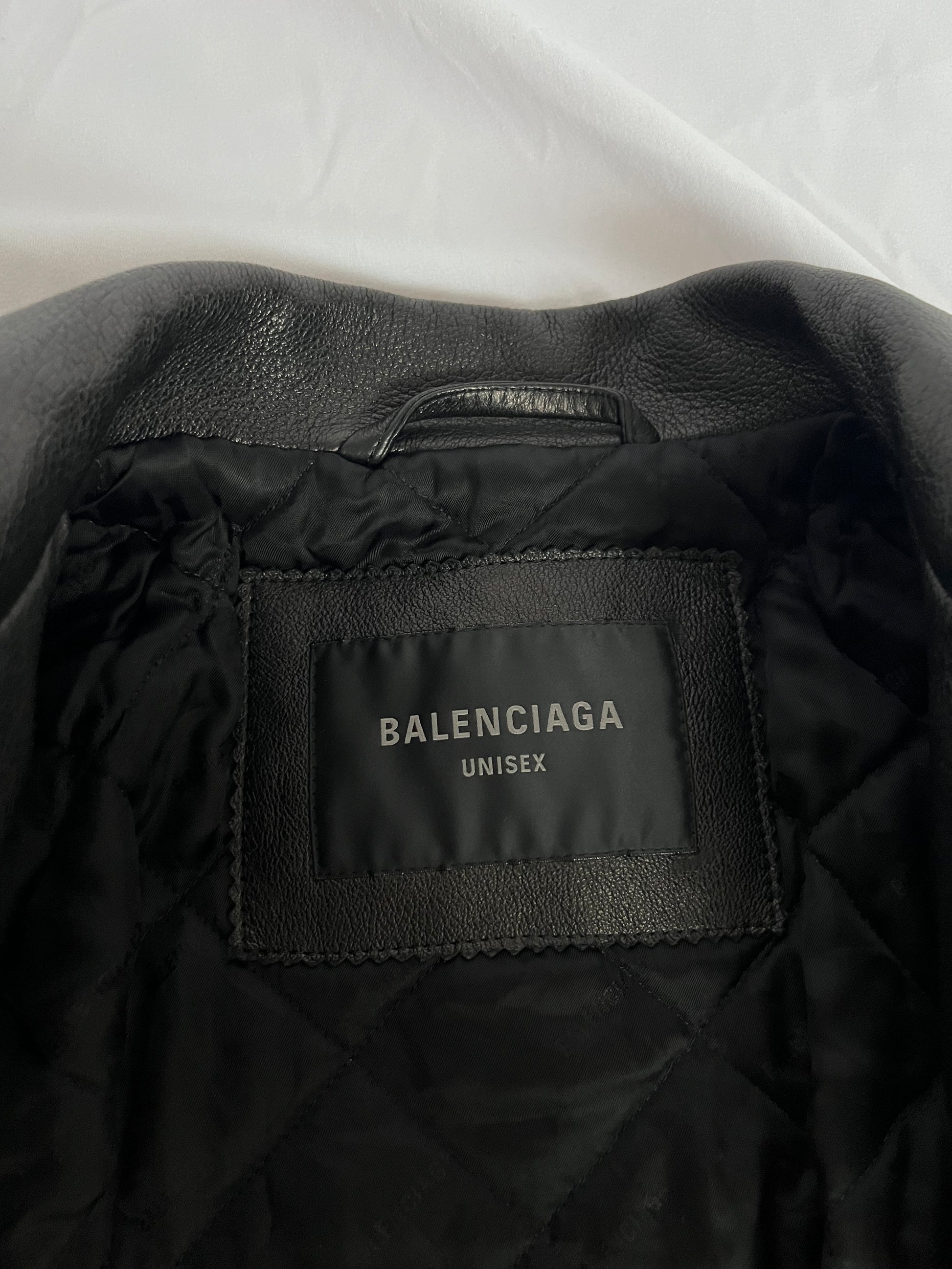 Balenciaga Taxi Leather Bomber necktag