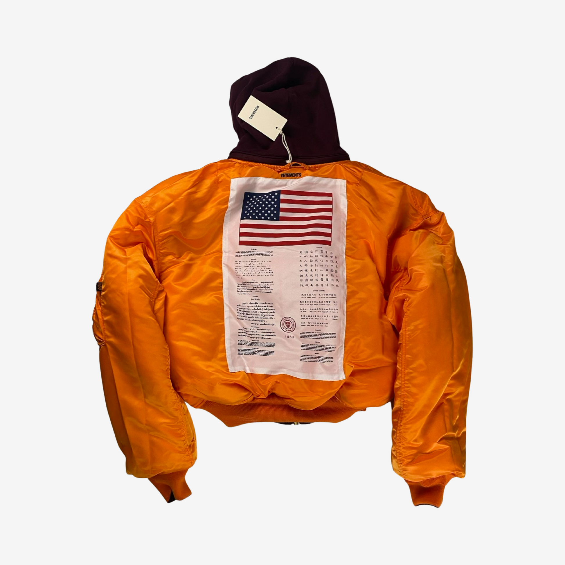 Vetements SS18 Reversible Flag MA1 Bomber Burgundy