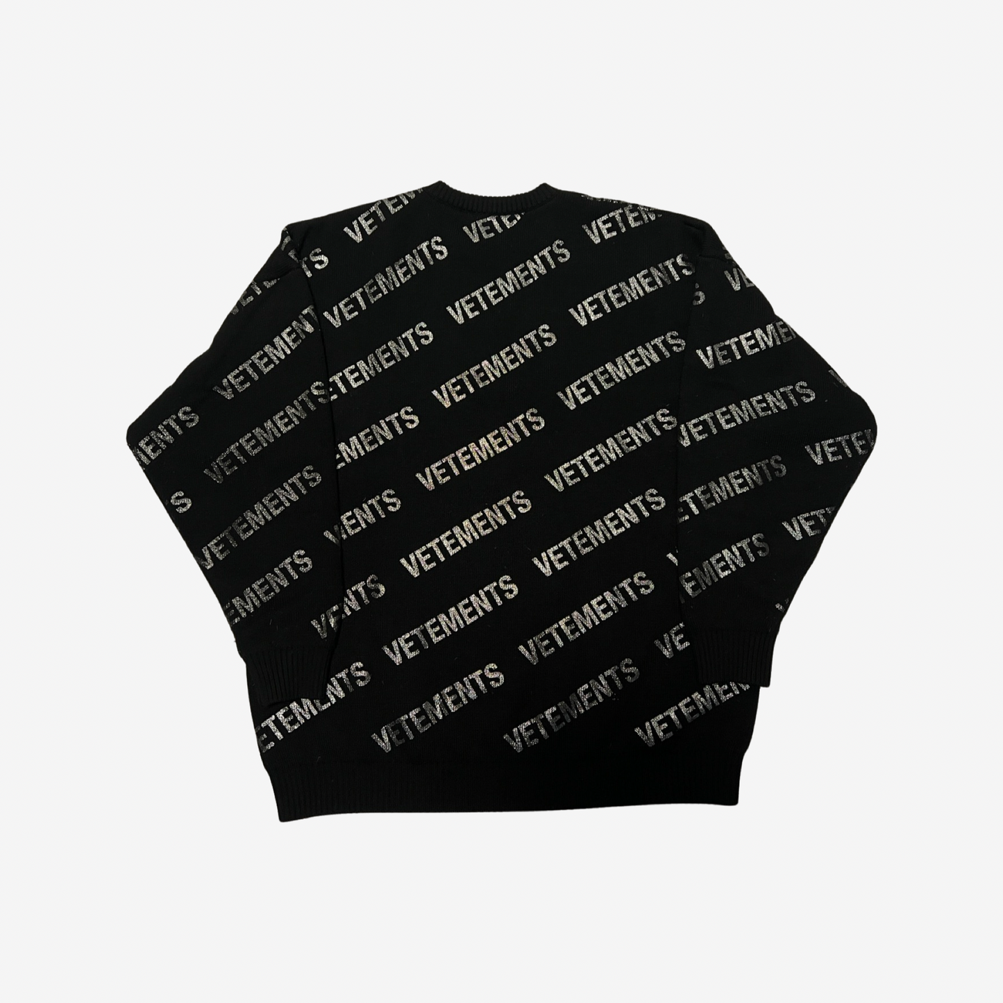 Vetements Black Silver Allover Logo Knit