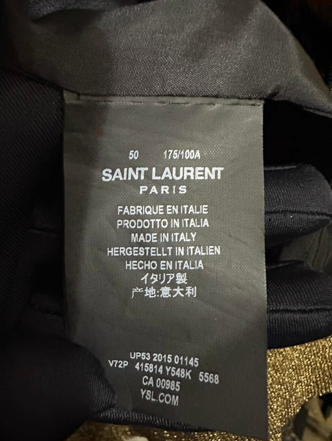 Saint Laurent Paris SS16  Runway Sequin Palm Jacket washtags