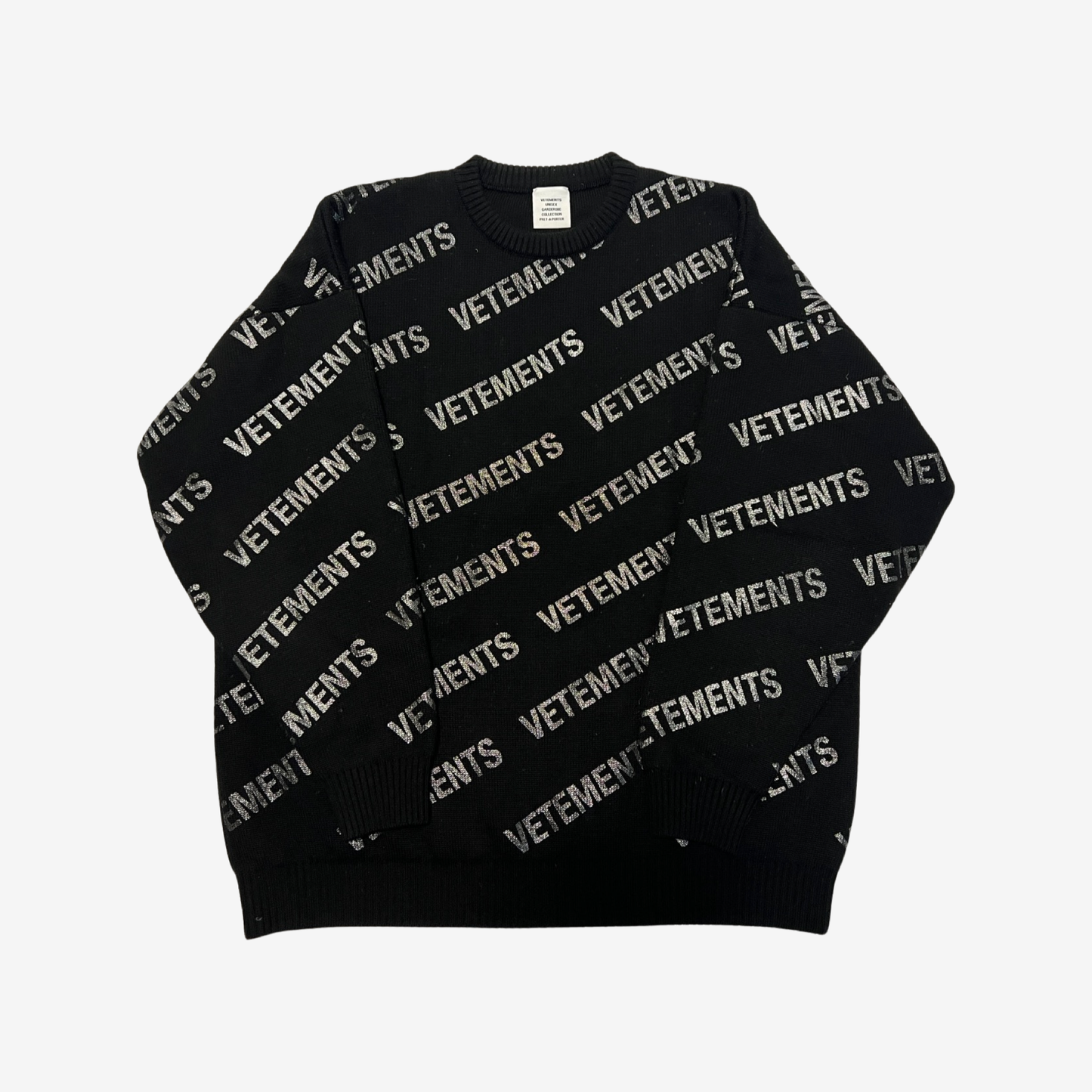 Vetements Black Silver Allover Logo Knit