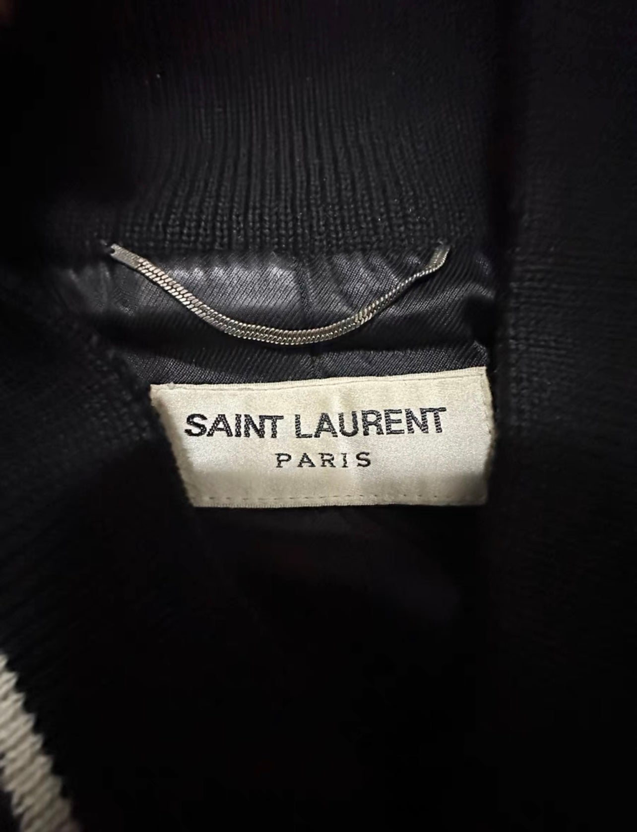 Saint Laurent Paris AW15 Stud Teddy Jacket necktag