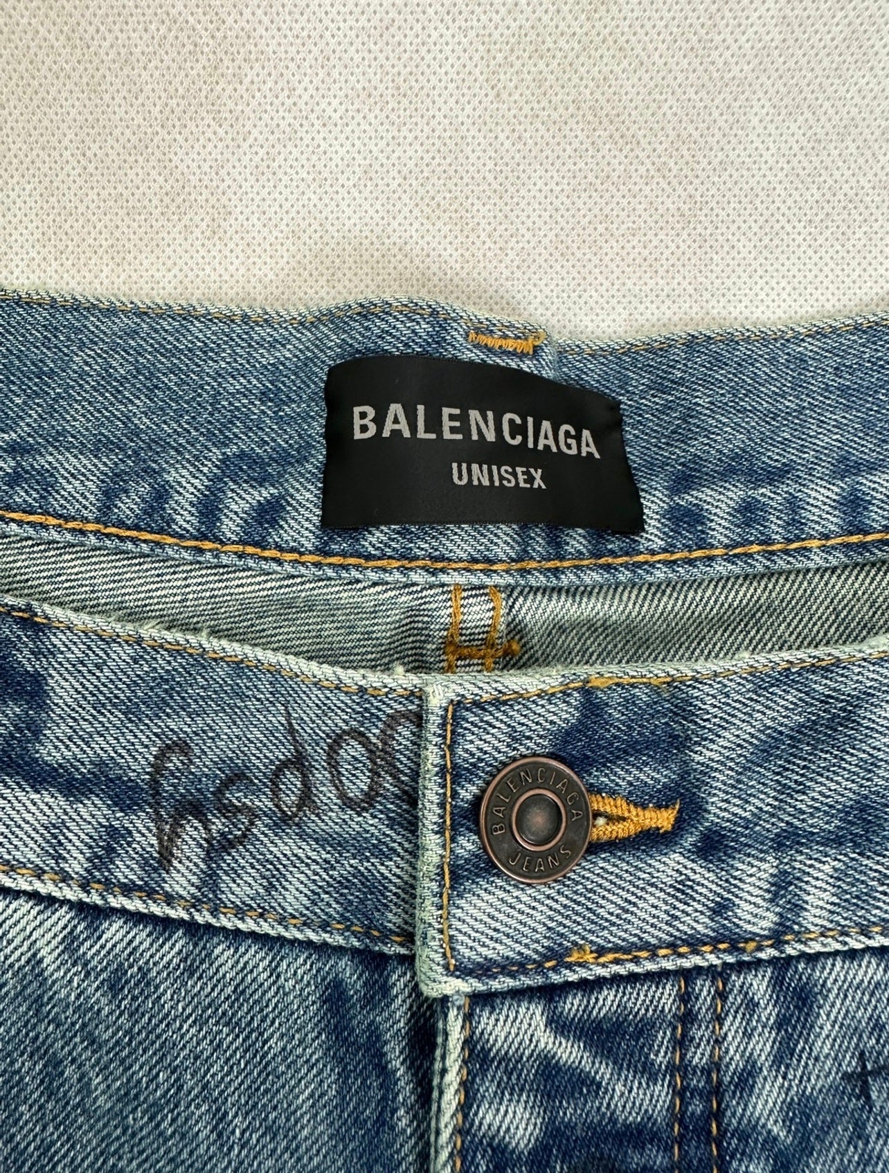 Balenciaga AW22 Rhinestone Scribble Baggy Denim