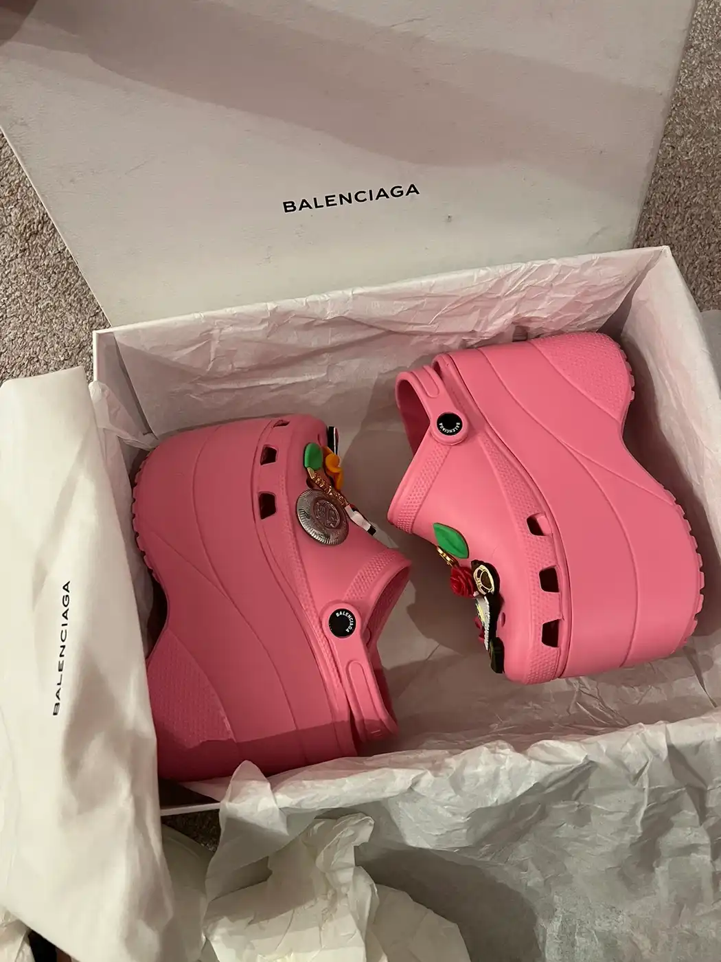 Balenciaga Plateau Pink Crocs