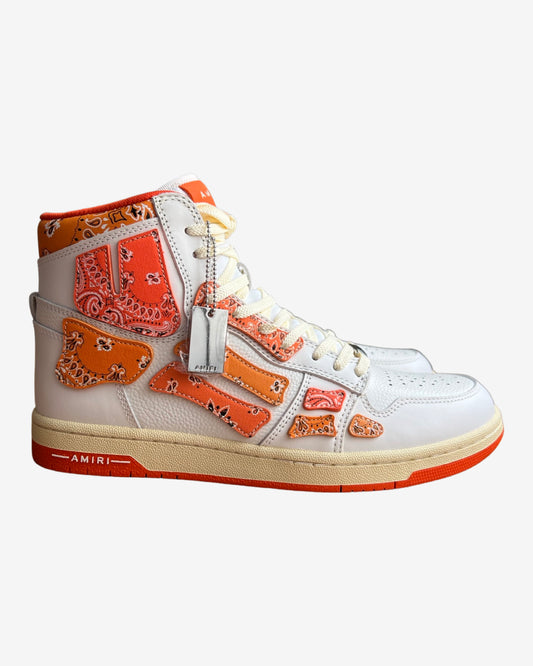 Amiri Skel-top Bandana-print Canvas And Leather High-top Sneakers