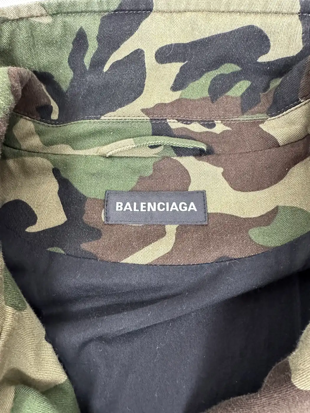 Balenciaga AW18 Camouflage Double Layered Black Denim Bomber