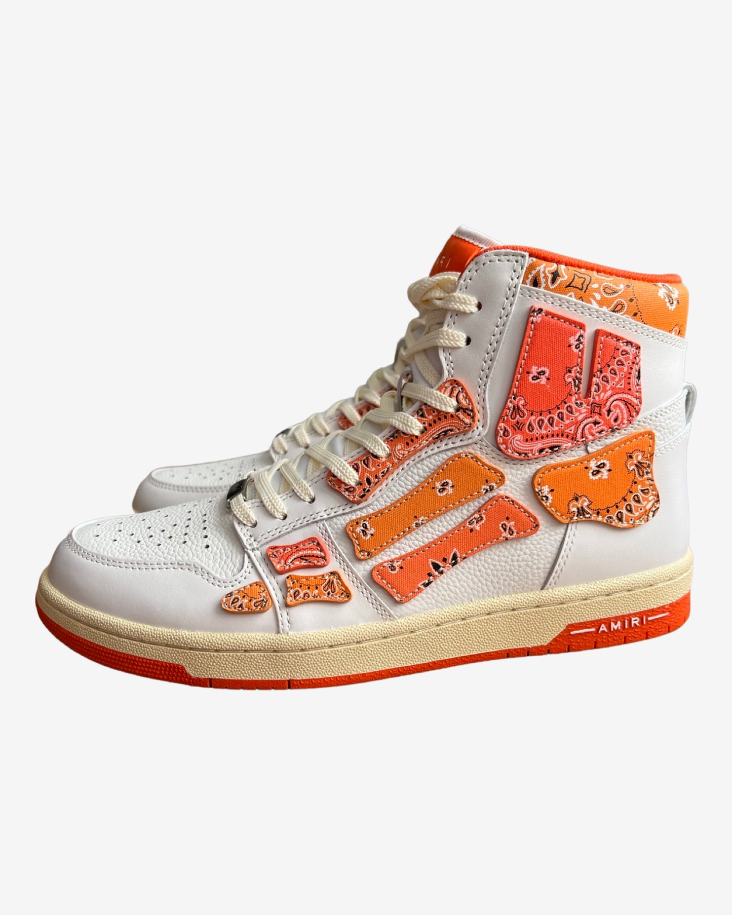 Amiri Skel-top Bandana-print Canvas And Leather High-top Sneakers