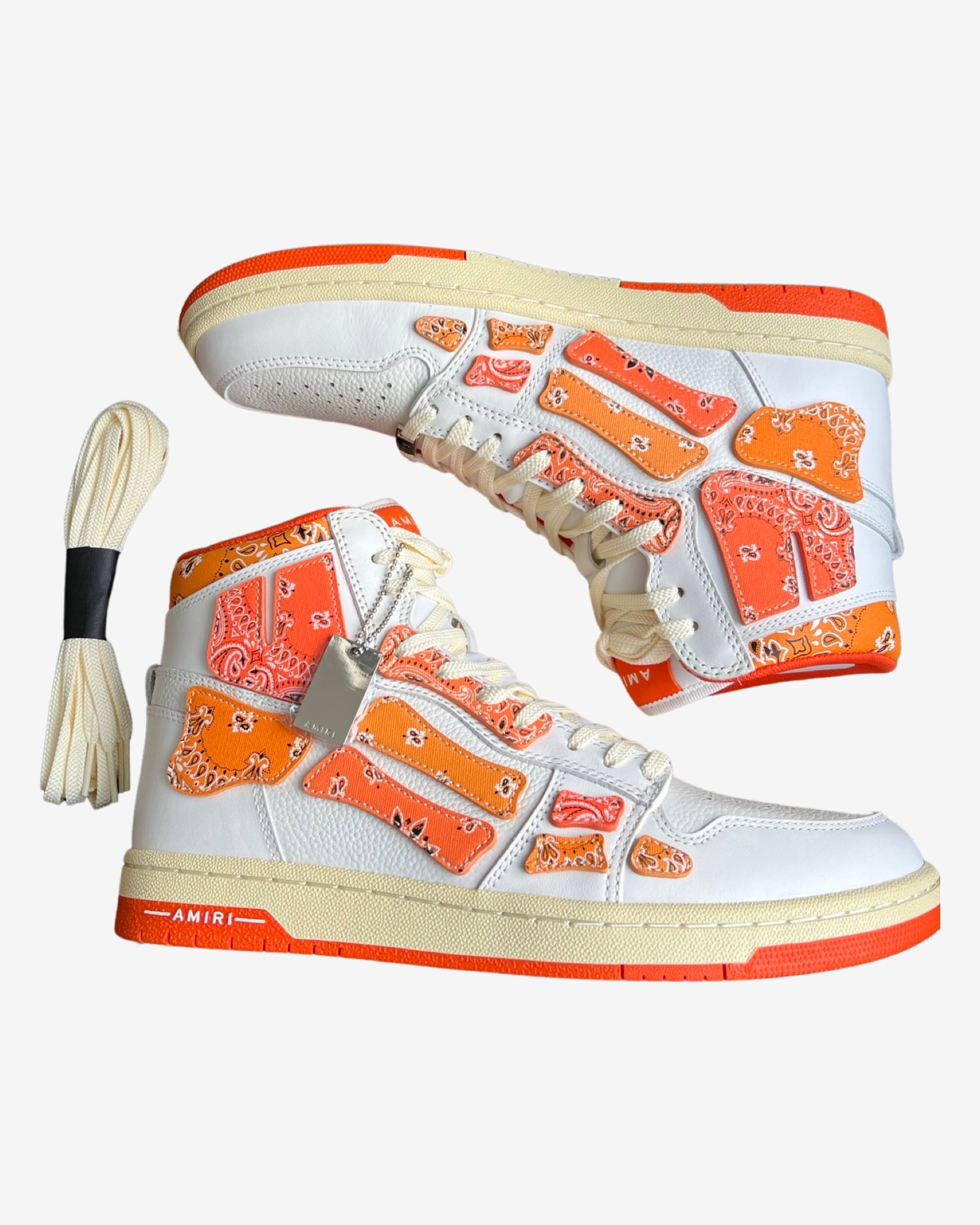 Amiri Skel-top Bandana-print Canvas And Leather High-top Sneakers