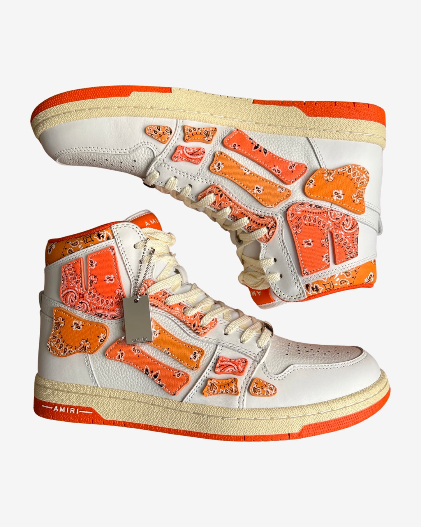 Amiri Skel-top Bandana-print Canvas And Leather High-top Sneakers