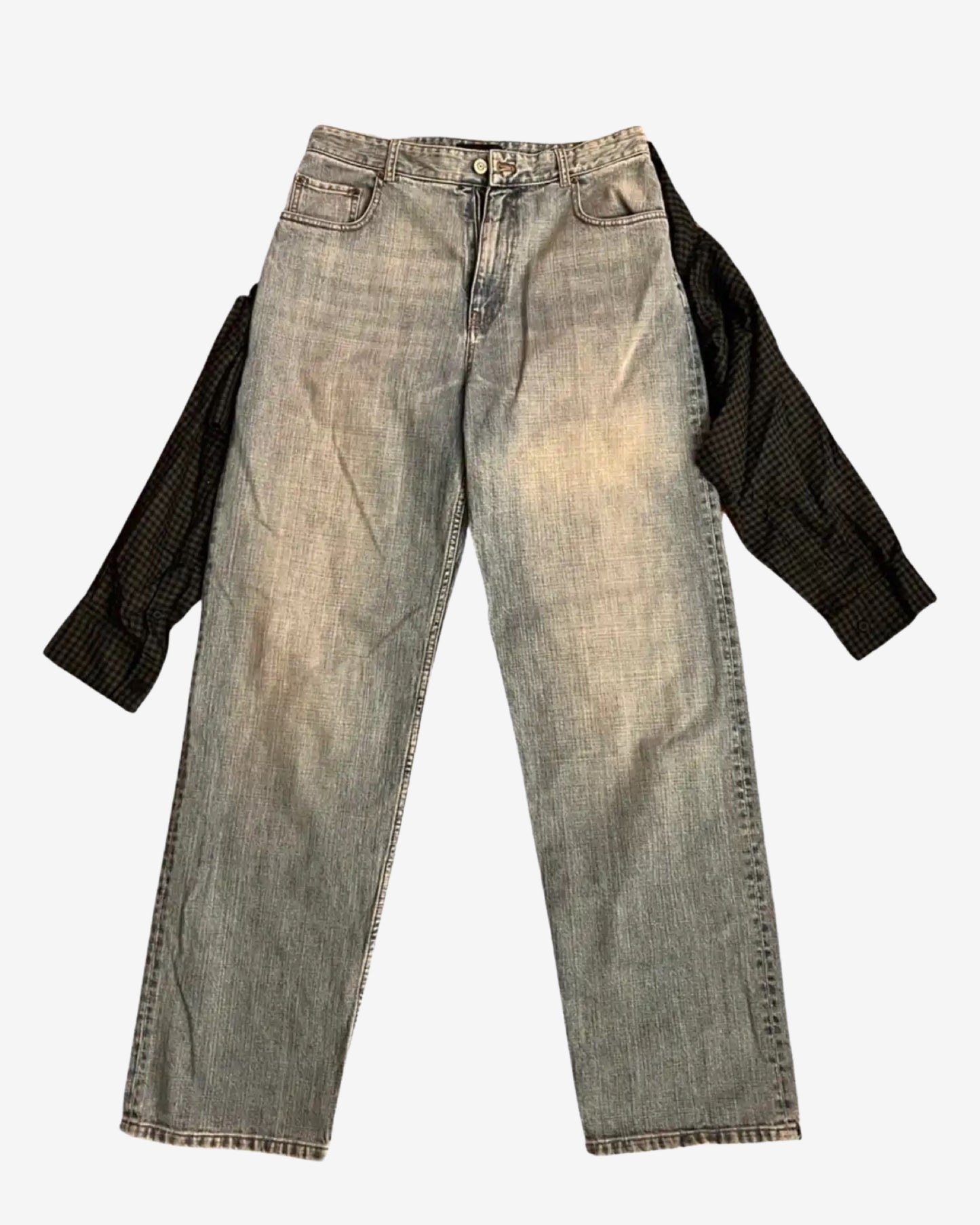 Balenciaga Hybrid Ss21 Denim With Shirt Pants