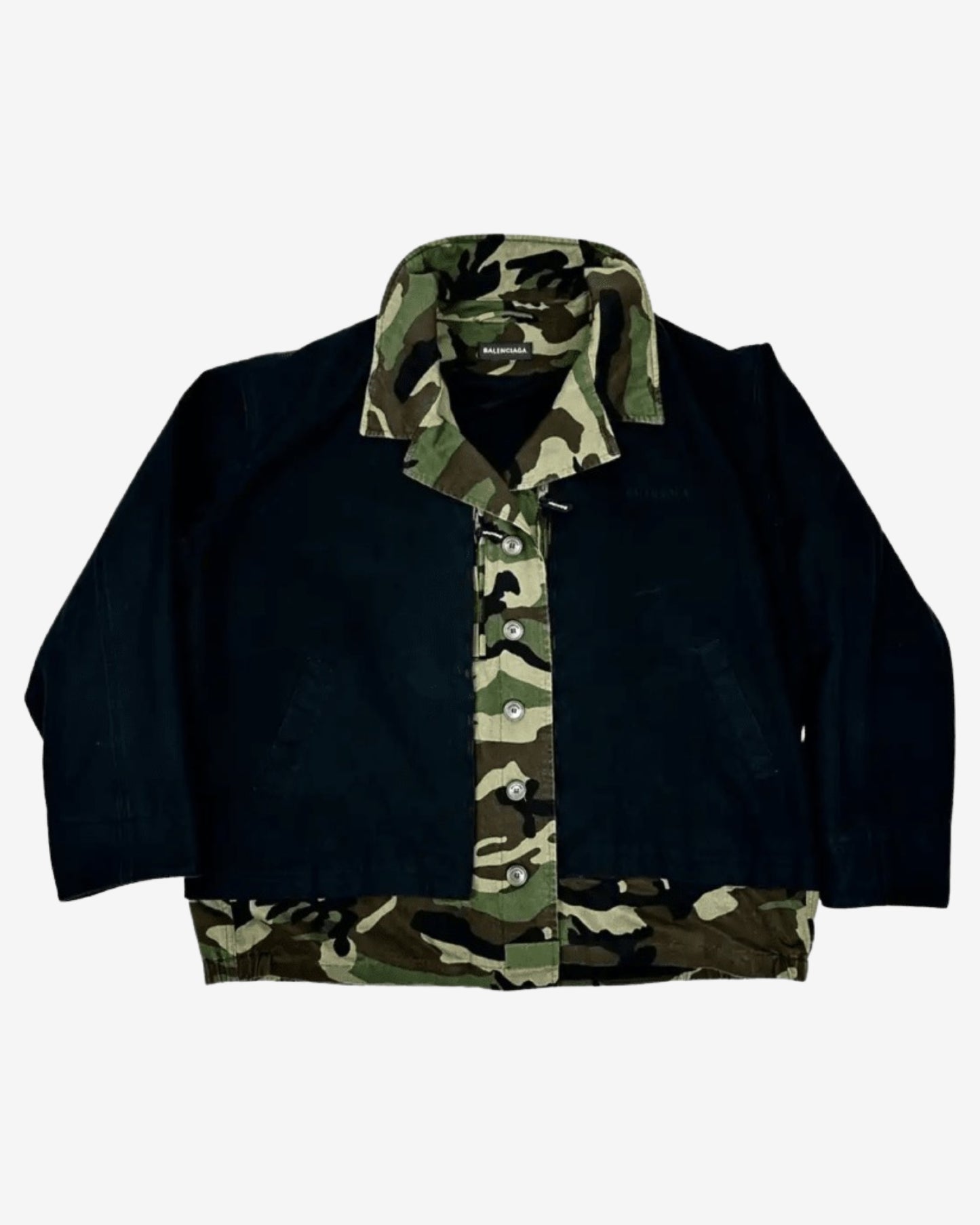 Balenciaga Camouflage Double Layered Black Denim Bomber